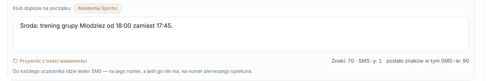Własny tekst SMS w jednej wiadomości