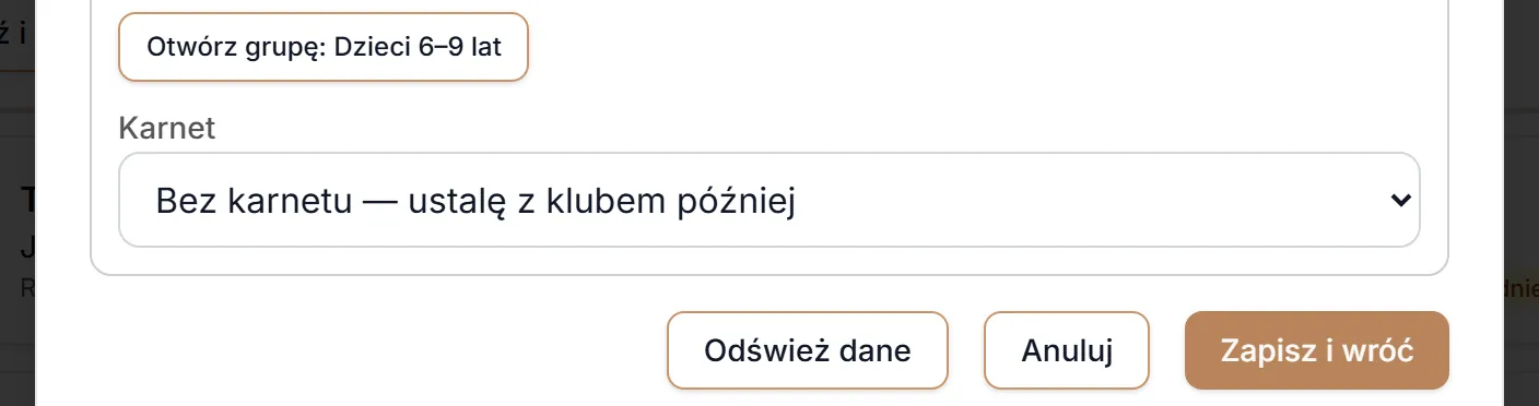Zgłoszenie bez karnetu