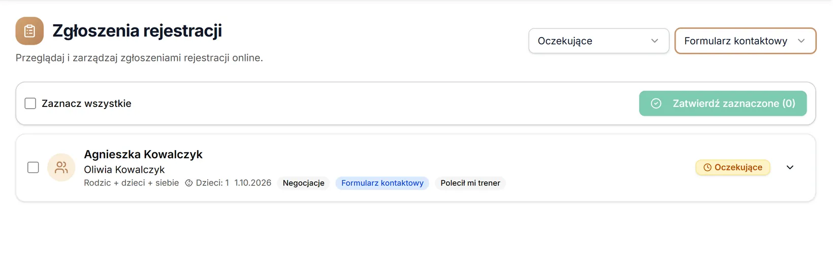 Kanał — formularz kontaktowy